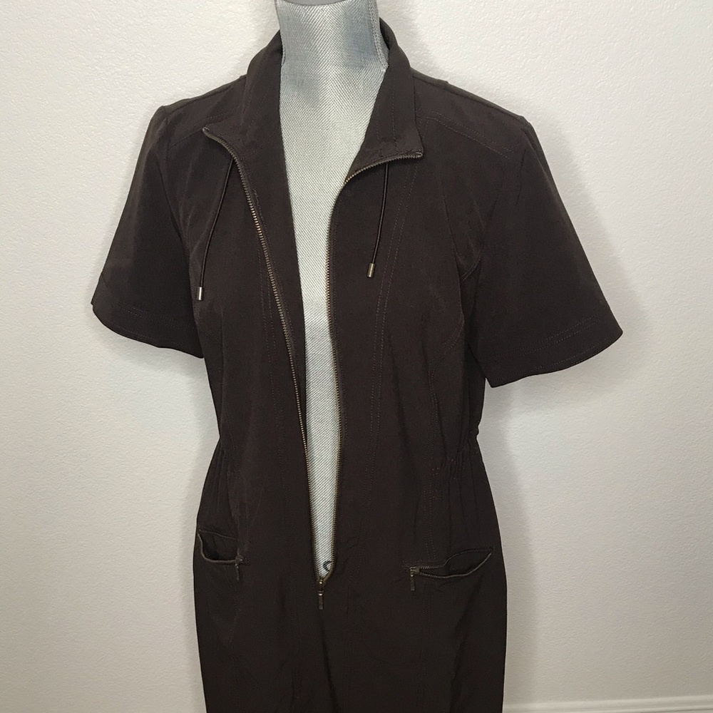 Chicos zenergy brown half zip dress pockets medium - Picture 6 of 8